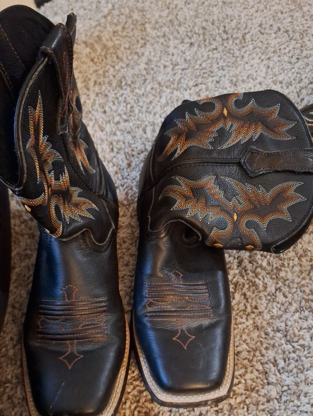 Ariat Black Western Boots with Brown Embroidery